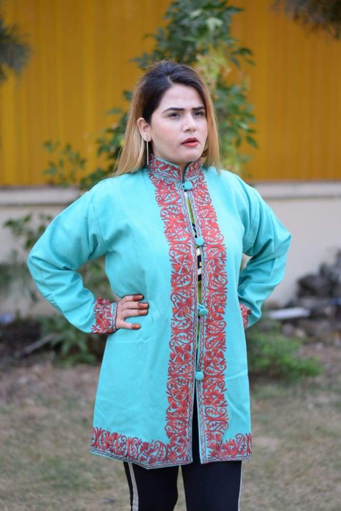 Sea Green Colour Aari Work Embroidered Jacket With New