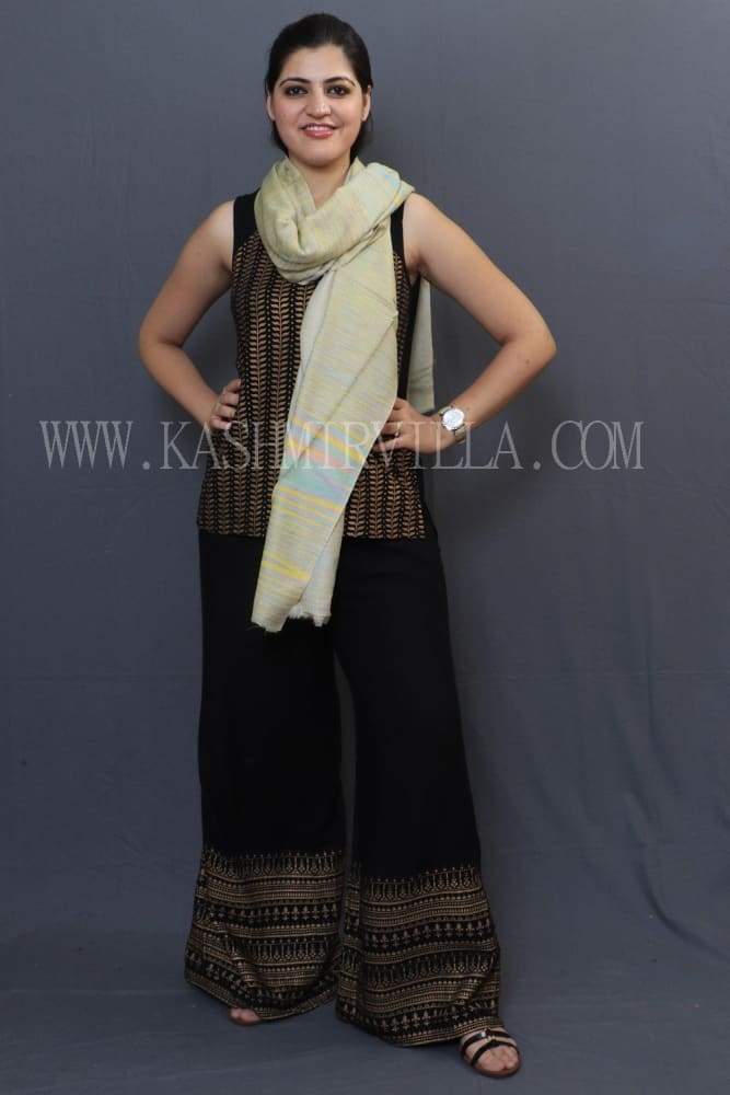 Sea Green Colour Reversible Pashmina Shawl With Beautiful