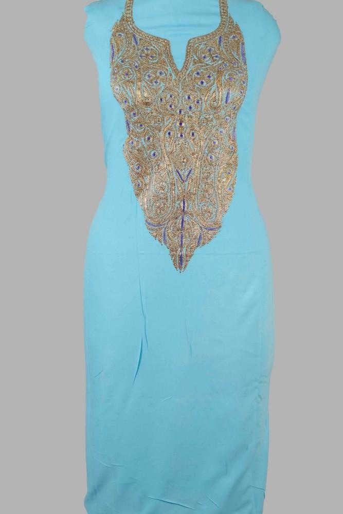 Sky Blue Colour Kashmiri Tilla Aari Work Salwar Kameez