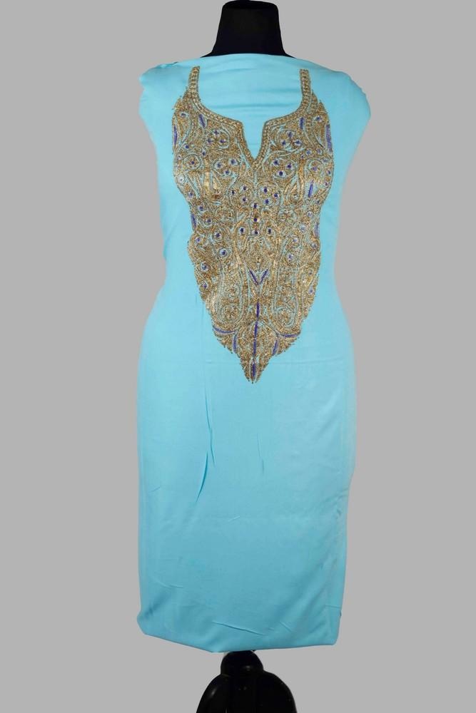 Sky Blue Colour Kashmiri Tilla Aari Work Salwar Kameez