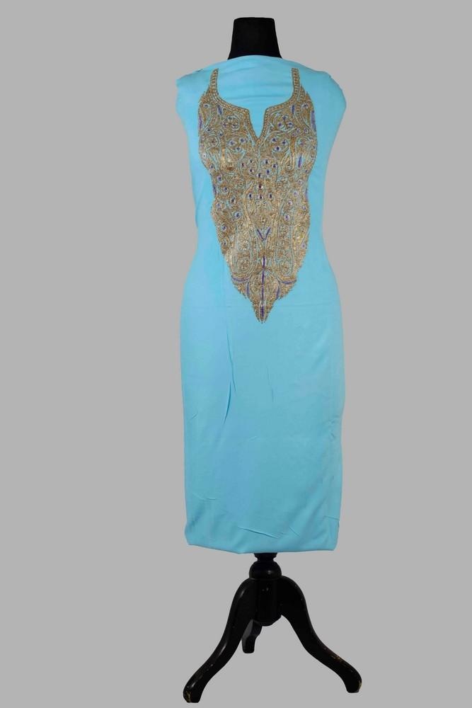 Sky Blue Colour Kashmiri Tilla Aari Work Salwar Kameez