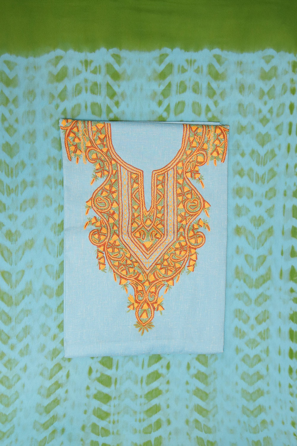 Summer Cool Blue Colour Cotton Suit With Beautiful Kashmiri