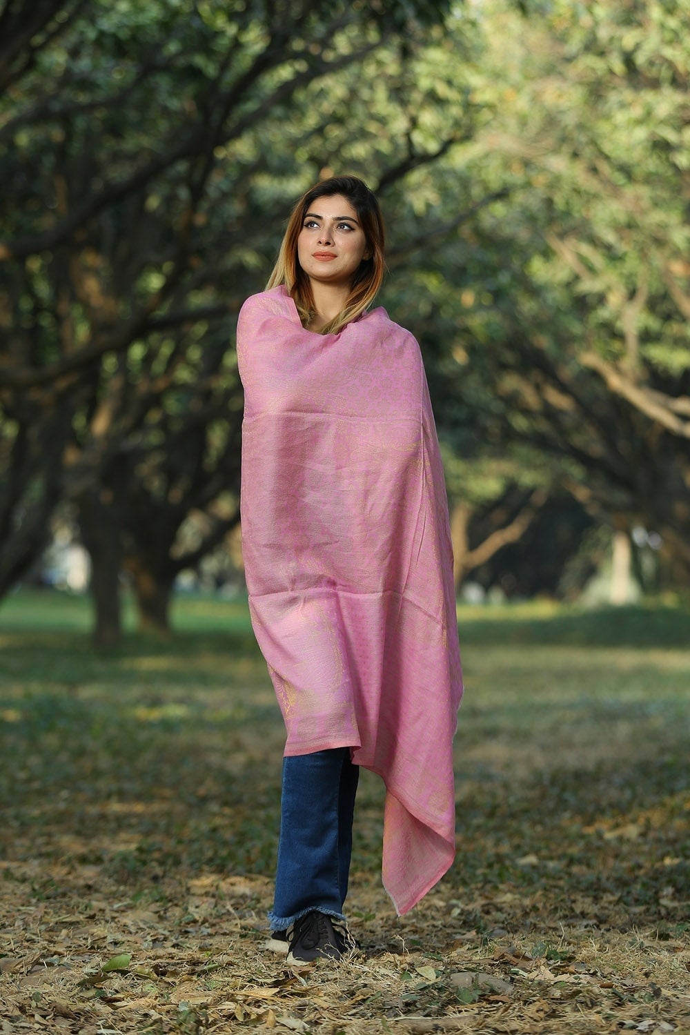 SUPER SOFT PINK COLOUR REVERSIBLE ZARI KASHMIRI SHAWL