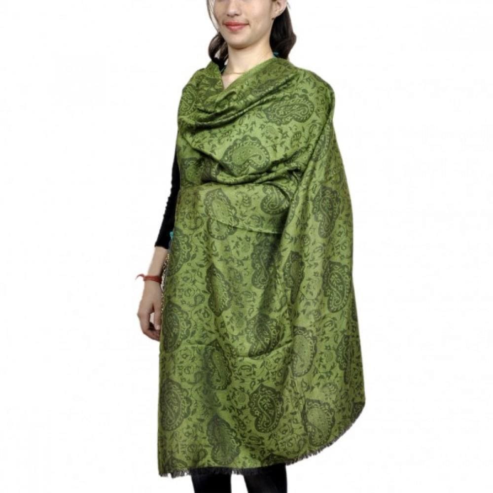 Superior And Elegant Green Colour Designer Silky Wrap