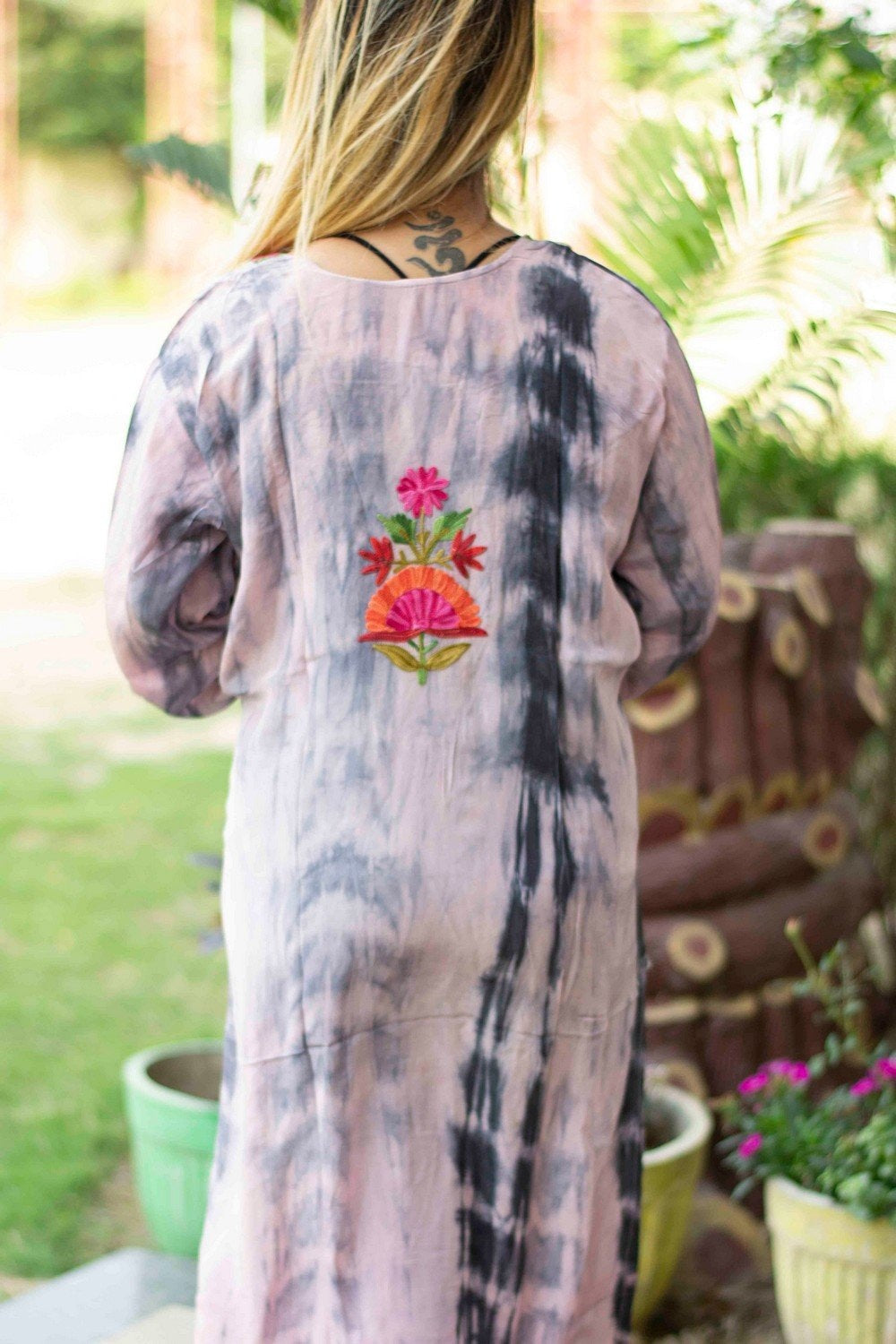 Tye Dye Multi Colored Kashmiri Kurti With Beautiful Aari