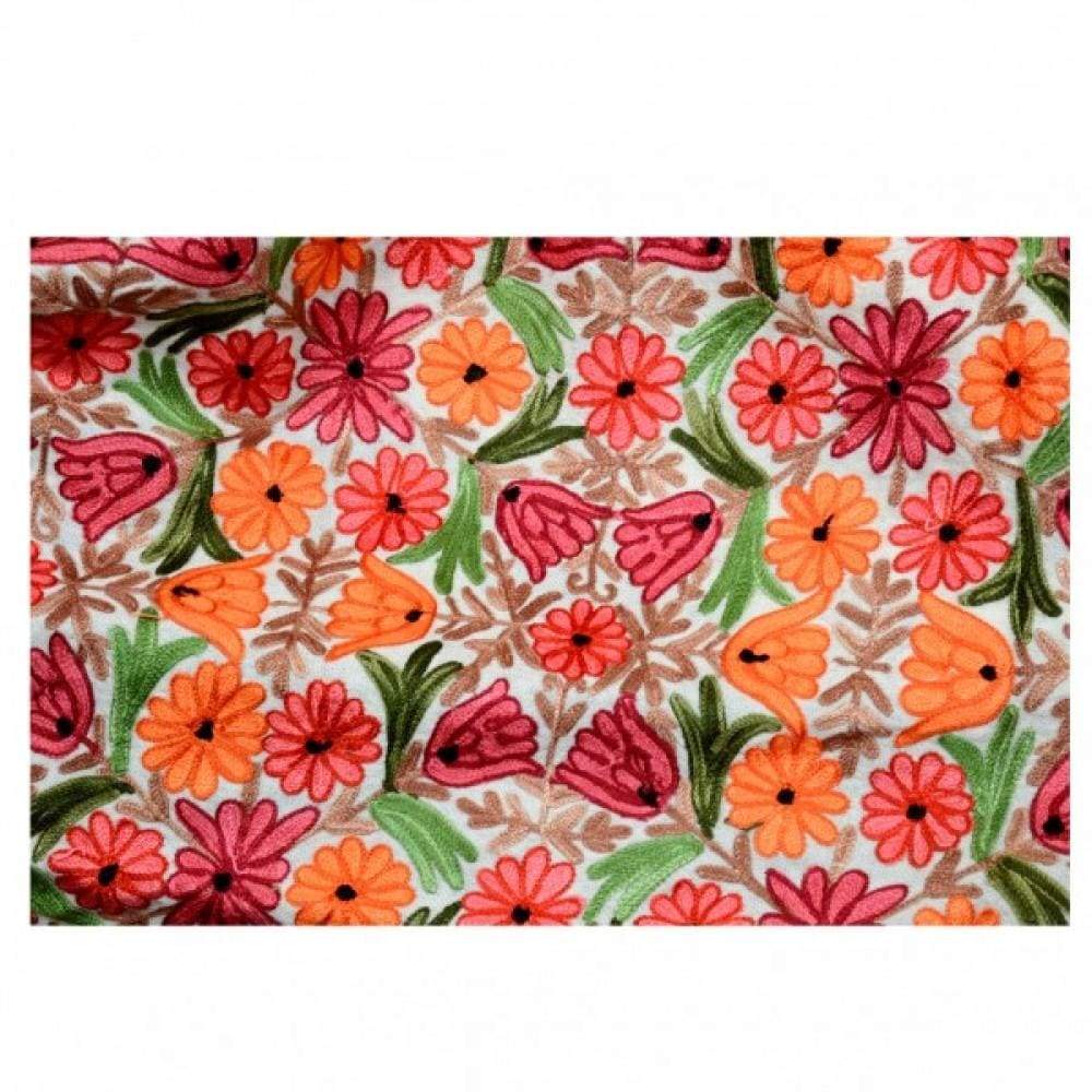 White Color Kashmiri Work Embroidered Shawl Enriched