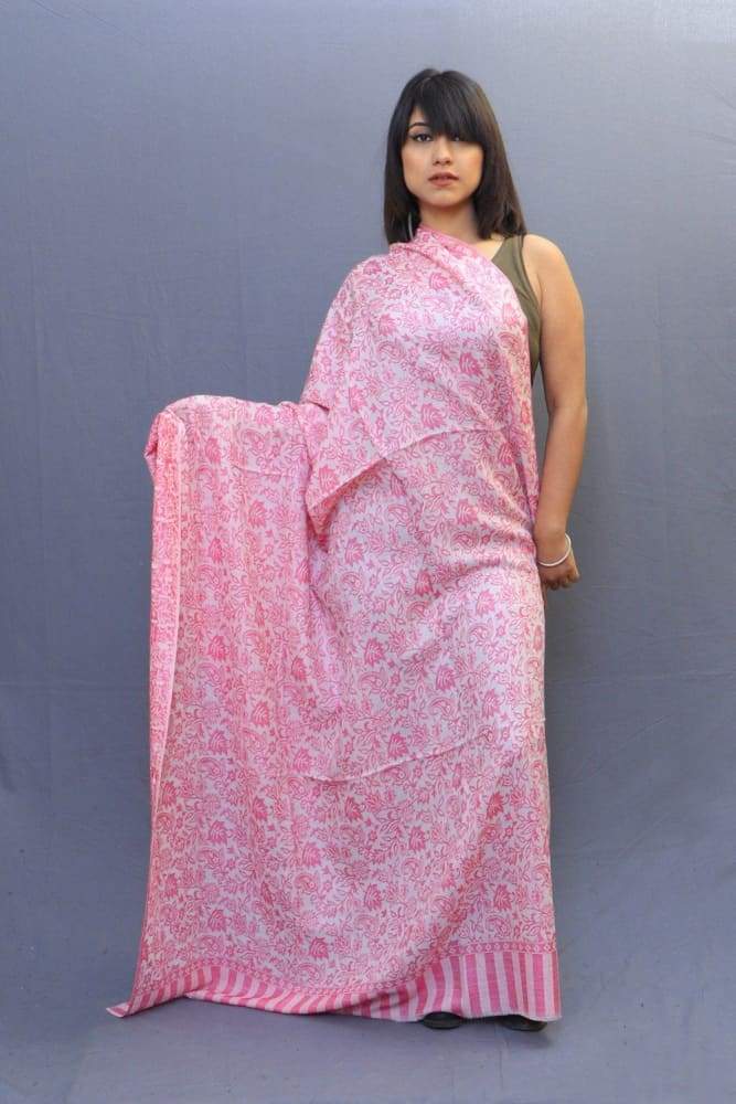 White Colour Base With Pink All Over Kani Jaal A Perfect