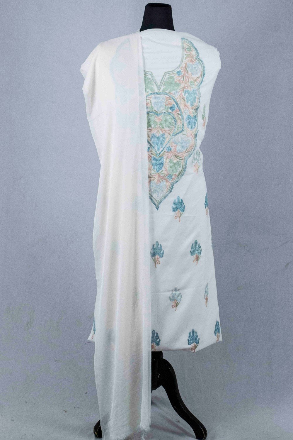 White Colour Kashmiri Aari Work Salwar Kameez Exclusive