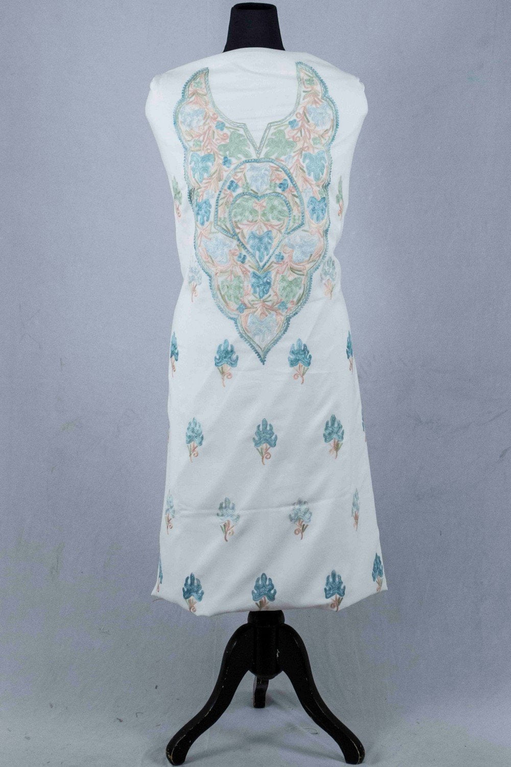 White Colour Kashmiri Aari Work Salwar Kameez Exclusive