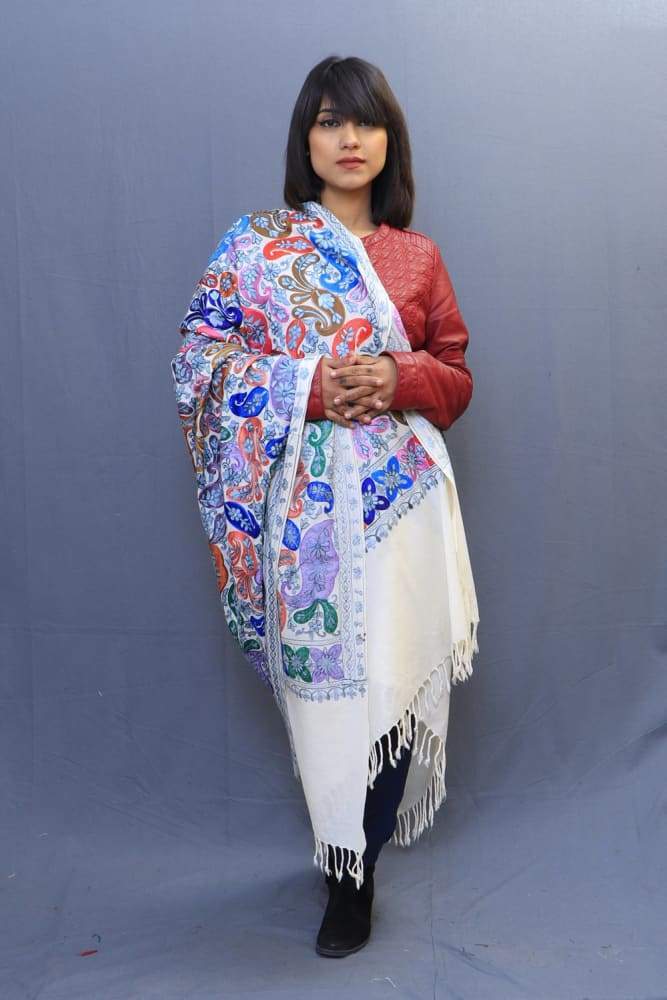 Off White Colour Wrap With Richly Designed Aari Jaal