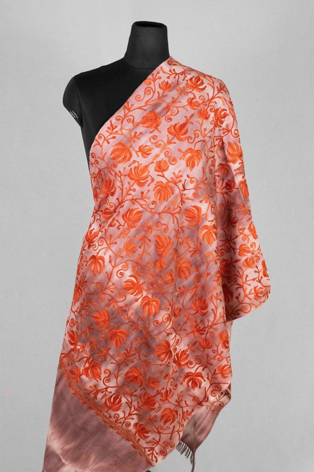 Wine Tye Dye Stole With kashmiri Embroidery Compliments