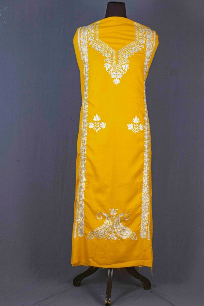 Yellow Colour Kashmiri Tilla Aari Work Salwar Kameez