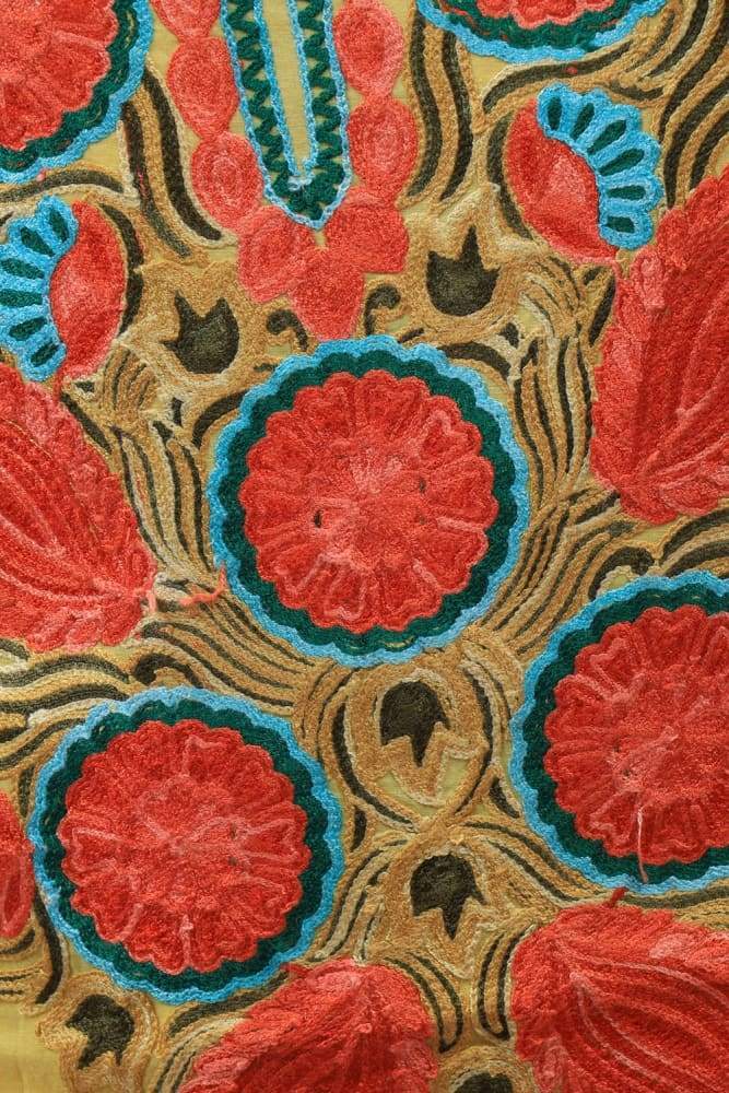 Yellow Mustard Aari Work Salwar Kameez With Blooming