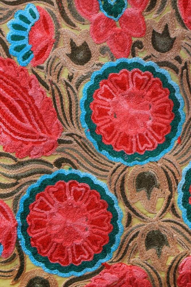 Yellow Mustard Aari Work Salwar Kameez With Blooming