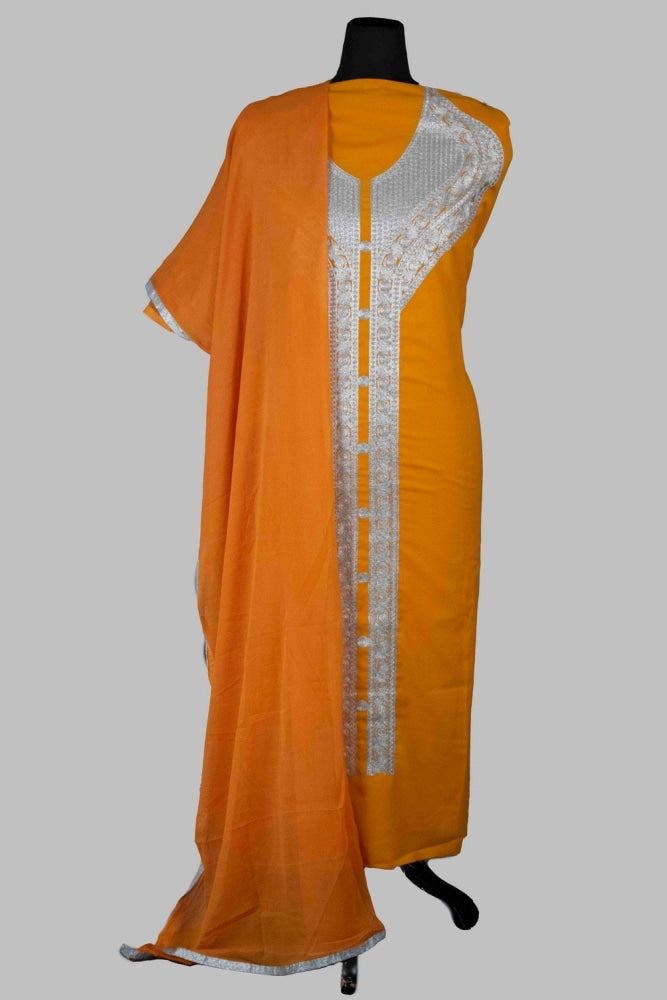 Yellow Mustard Colour Kashmiri Tilla Aari Work Salwar