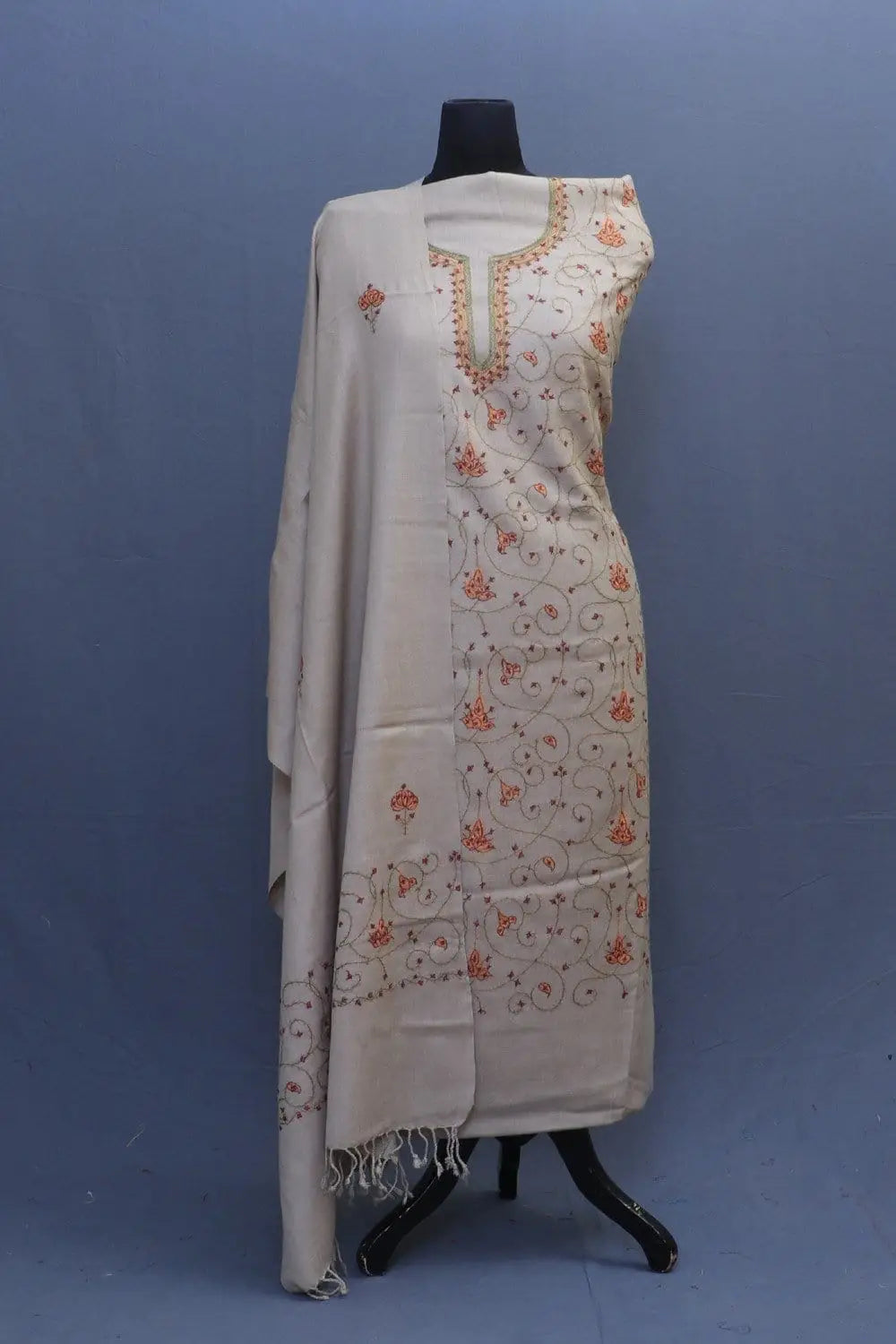 Pashmina Unstitched Suit | Embroidered Salwar Kameez | Sozni Work Suit