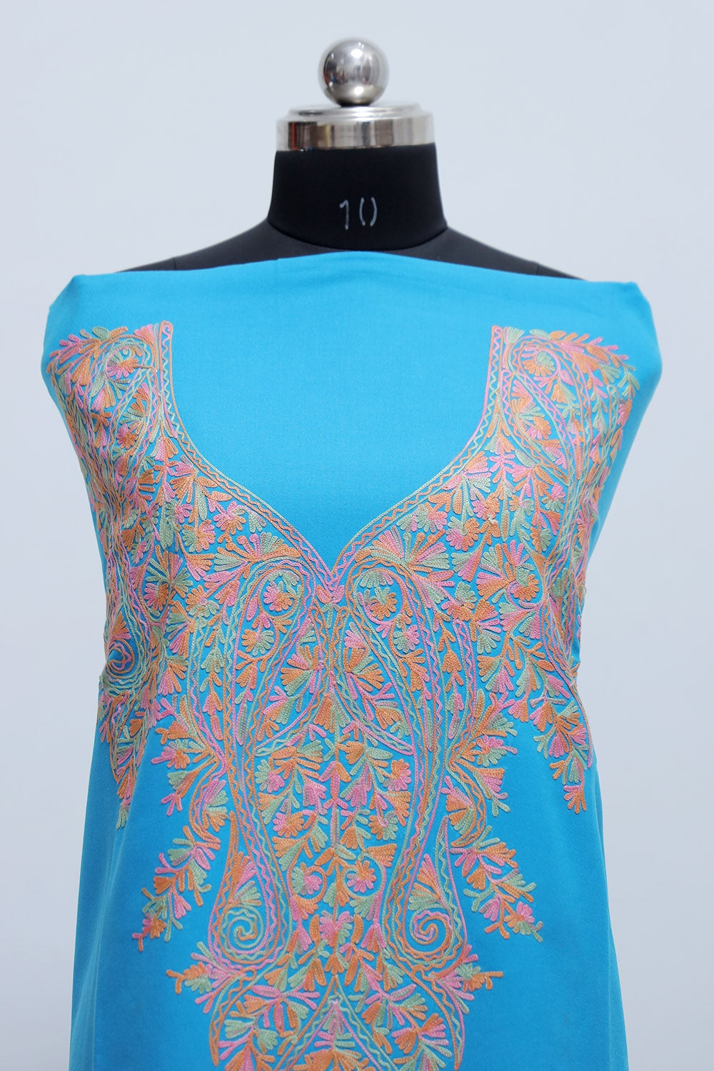 Blue Colour Heavy Neck Embroidery Designer Aari Work Suit