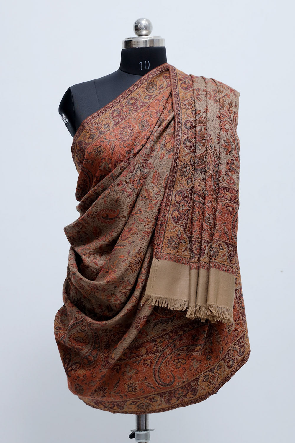 Beige Colour Jamawar Shawl With Highly Defined Borders