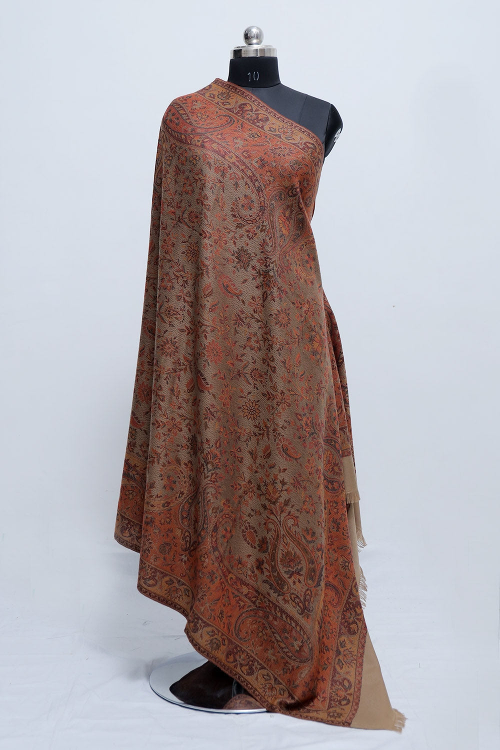 Beige Colour Jamawar Shawl With Highly Defined Borders