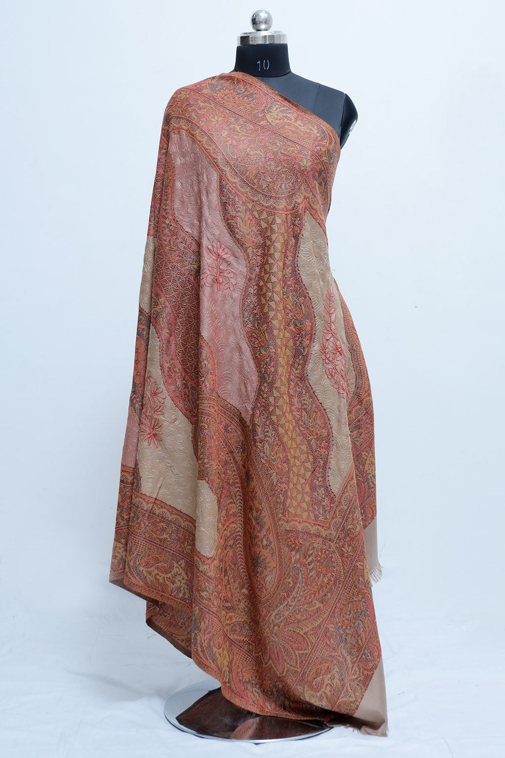 Beige Colour Jamawar Shawl With Kashmiri Aari Work Looks/