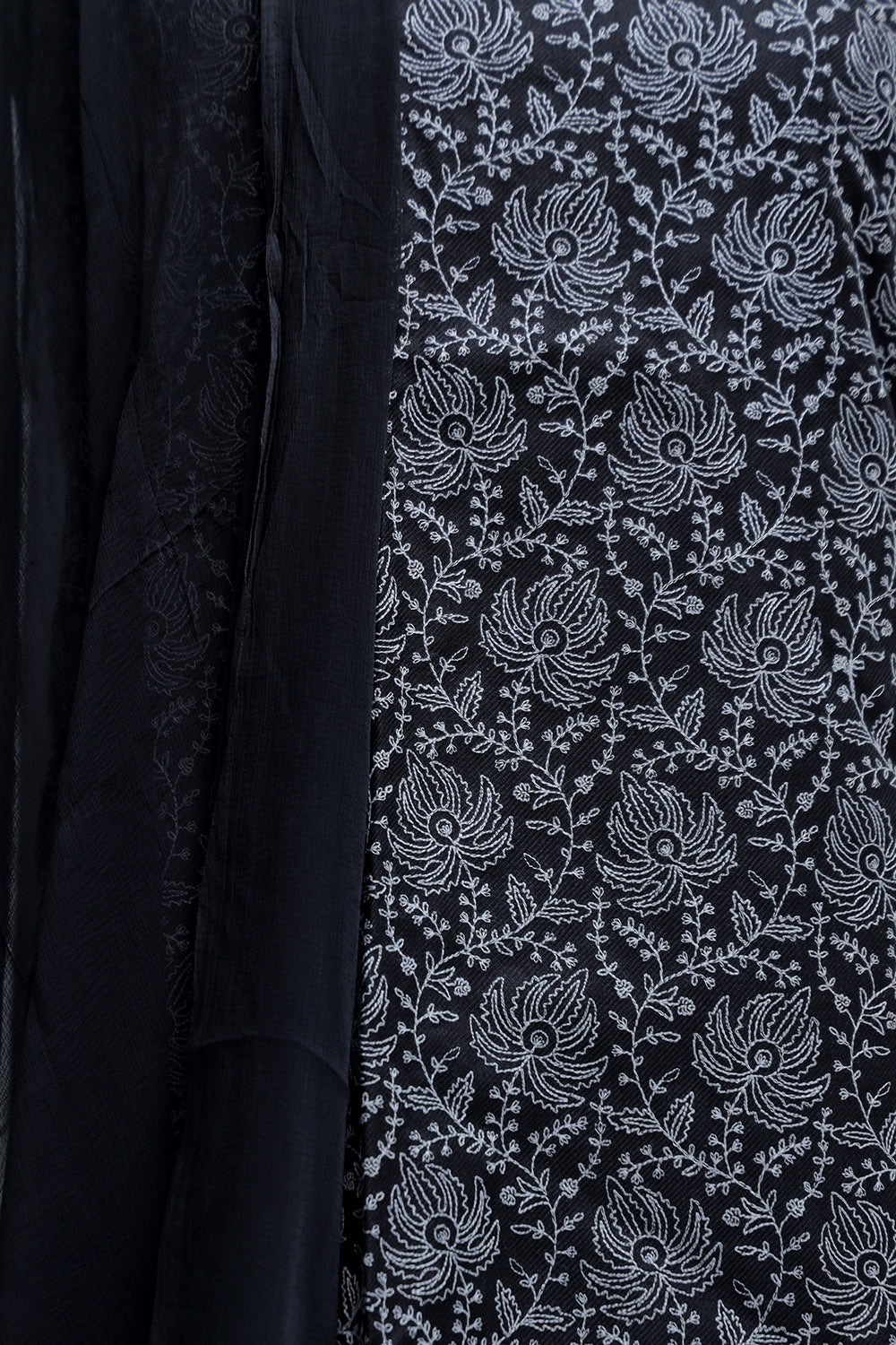 Black Color Kashmiri Sozni Work Woolen Unstitched Suit