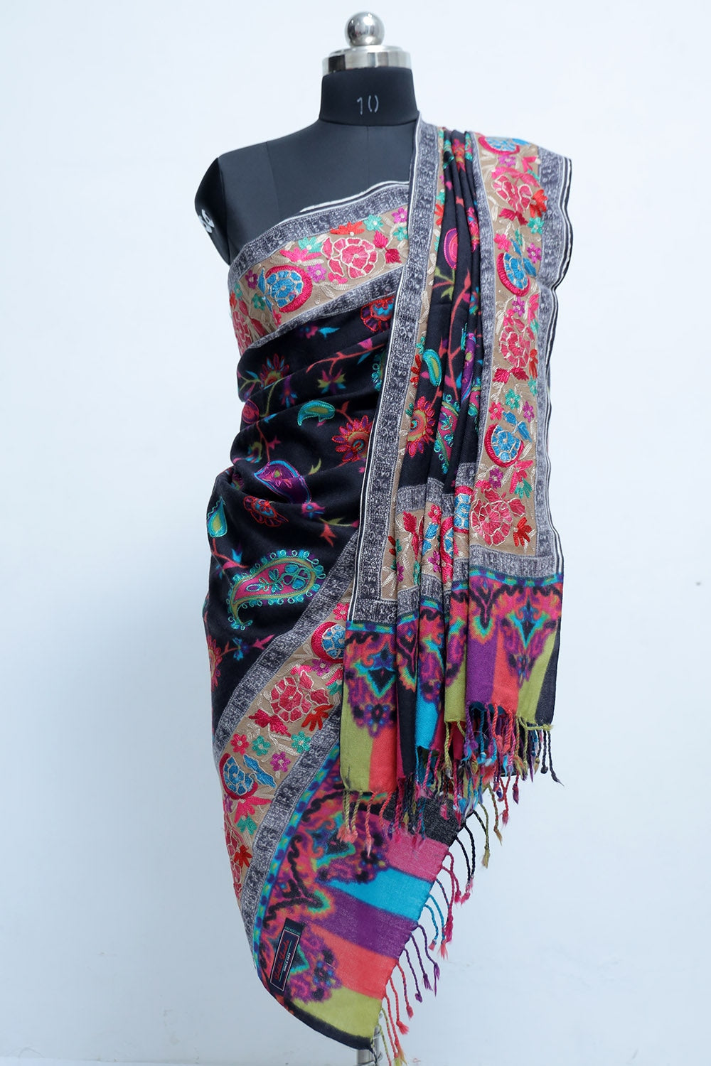 Black colour Designer Shawl With Beautifully Highlighted