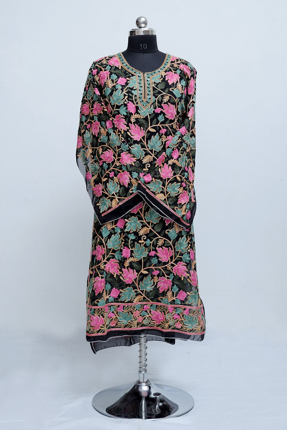 Black Colour Georgette Semi Stitched Kashmiri Kurti