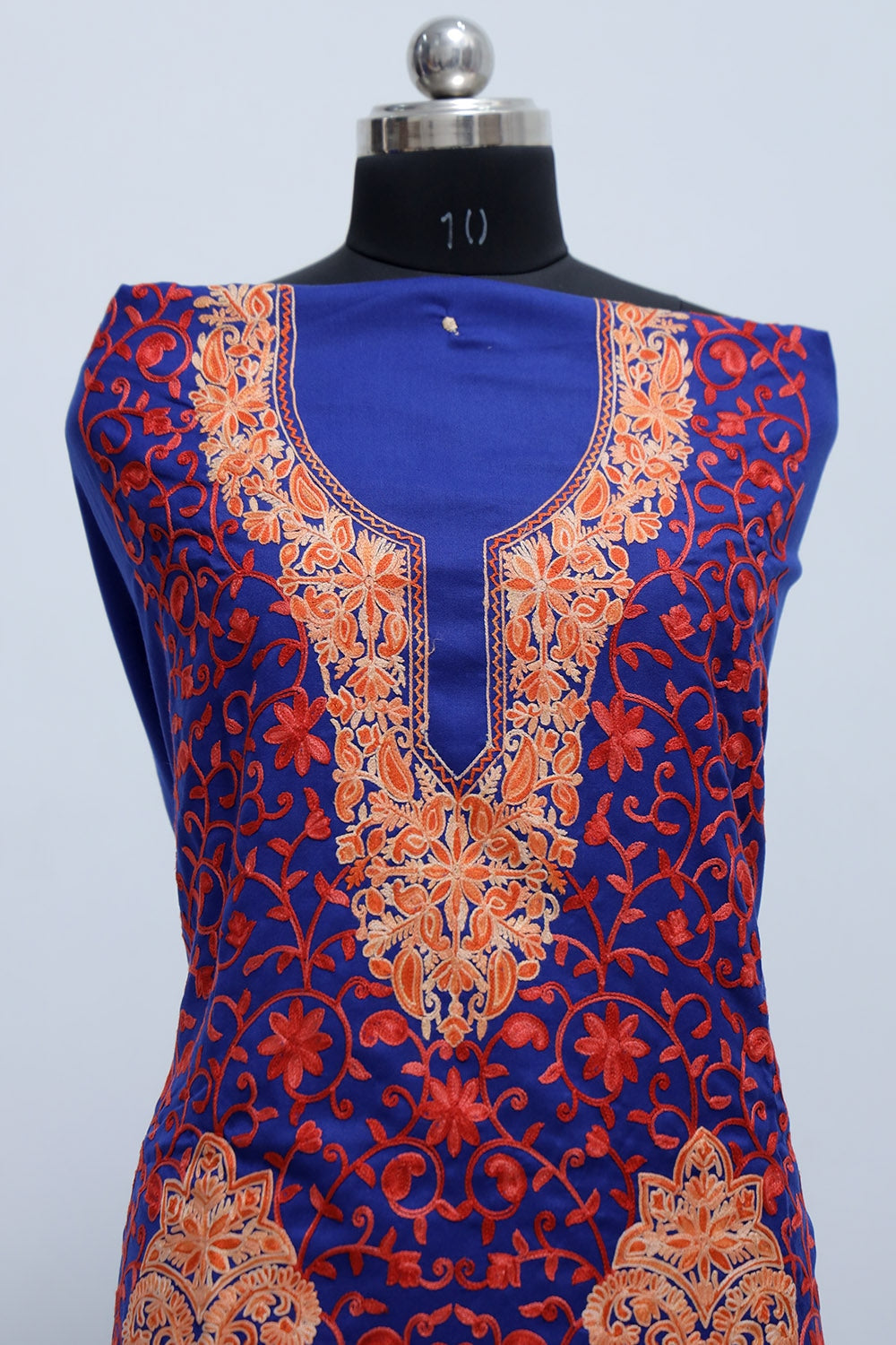 Blue Color Kashmiri Woolen Aari Work Embroidered Unstitched