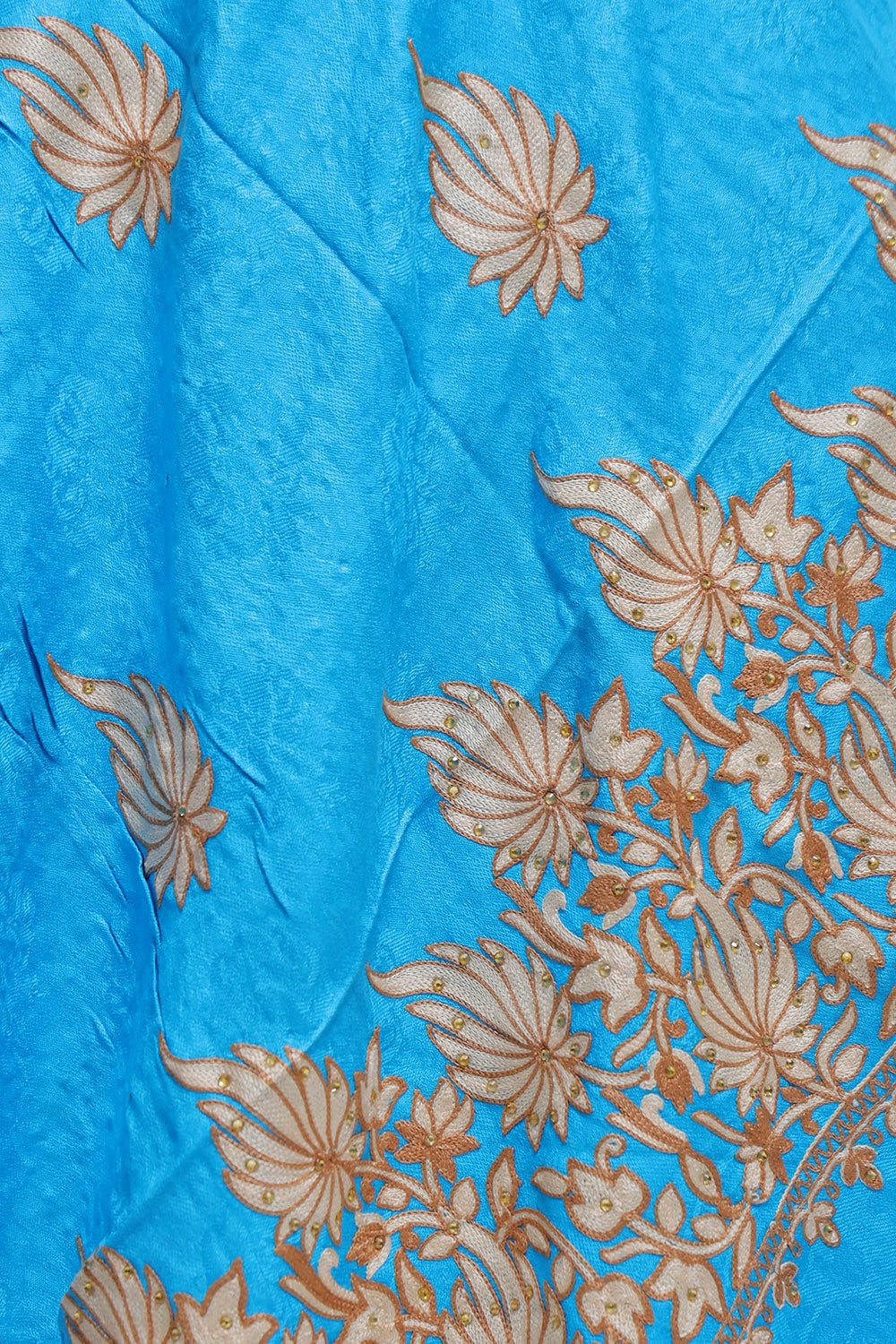 Blue Colour Aari Work Embroidered Stole Embellished