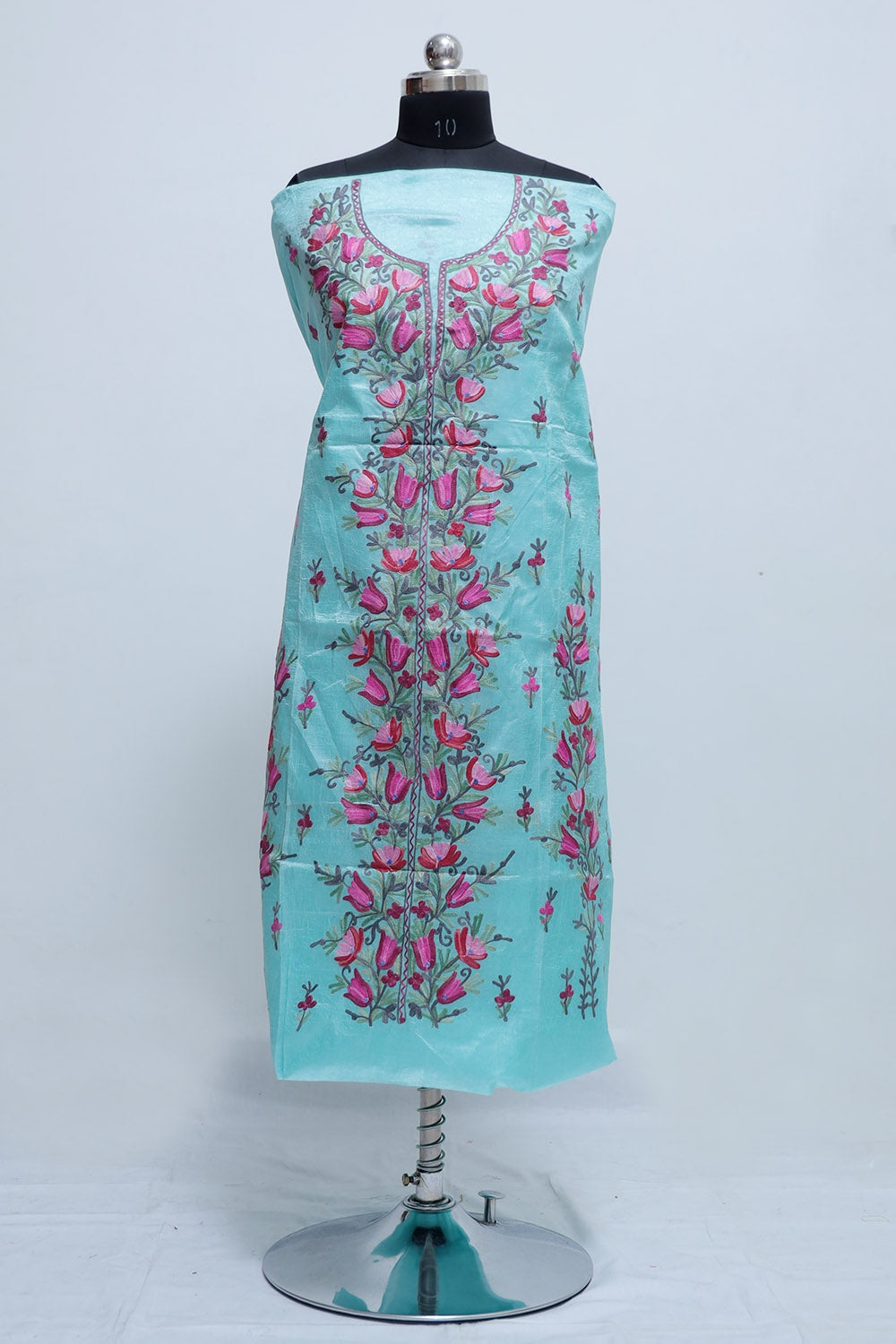 Blue Colour Cotton Suit With Beautiful Kashmiri Embroidery