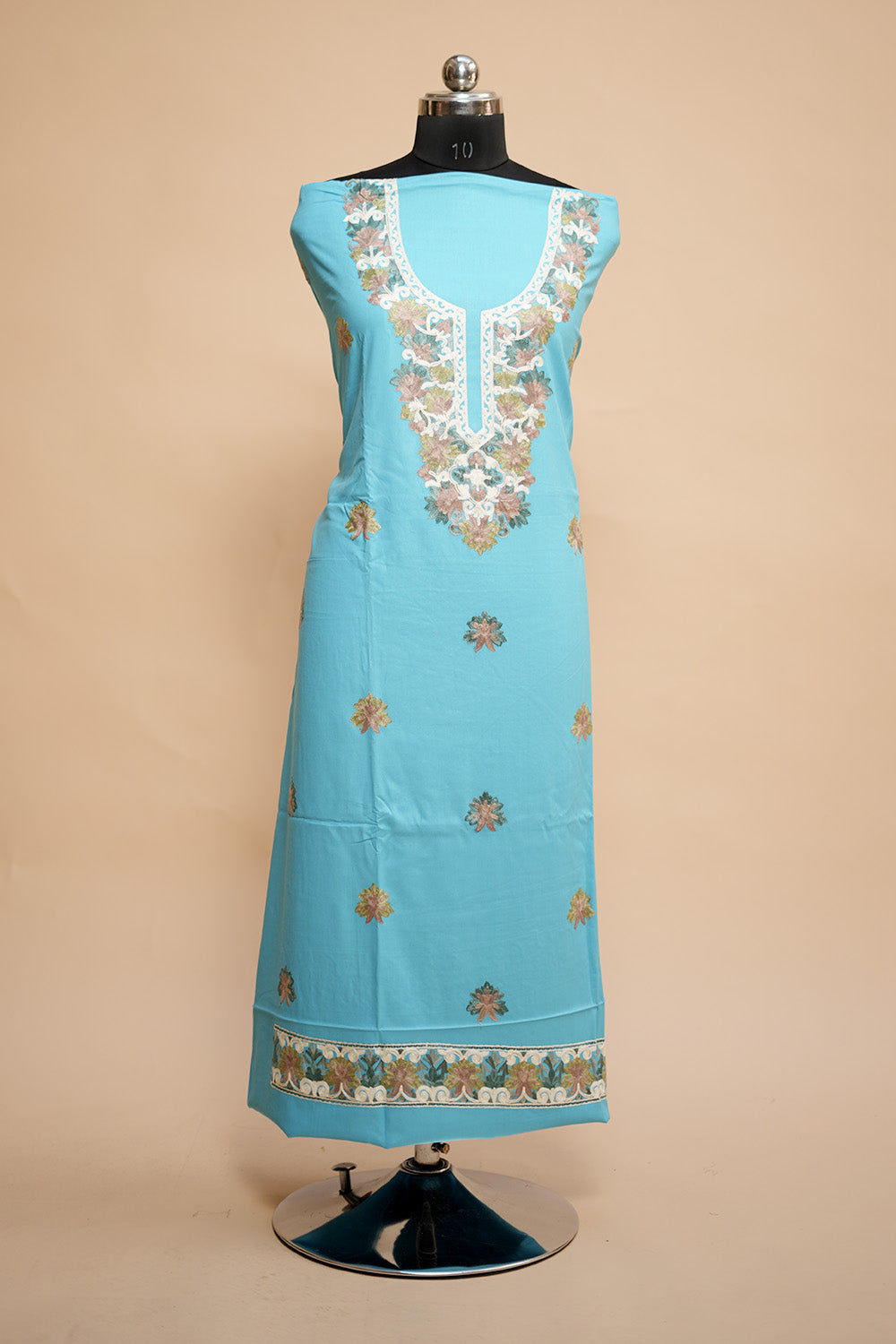 Blue Colour Designer Aari Work Salwar Kameez With Running