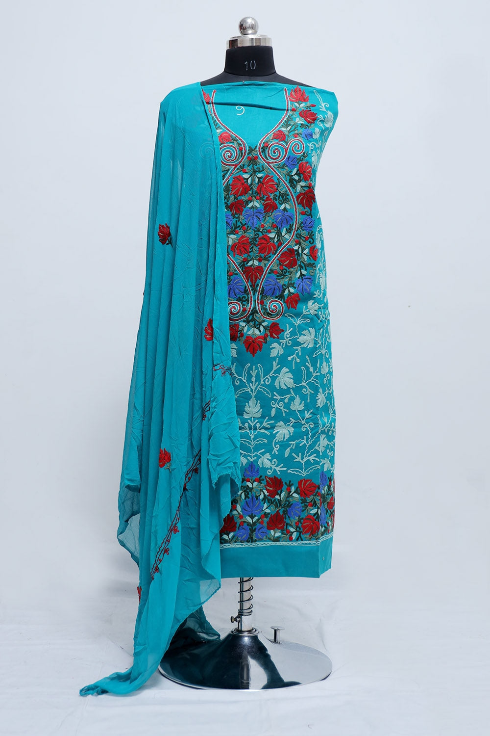 Blue Colour Designer With Beautiful Kashmiri Embroidery Suit