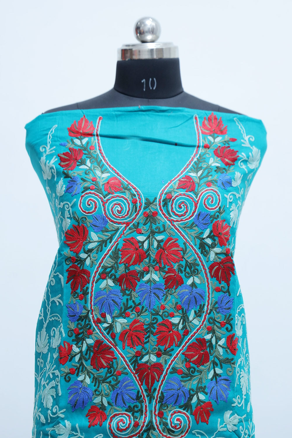 Blue Colour Designer With Beautiful Kashmiri Embroidery