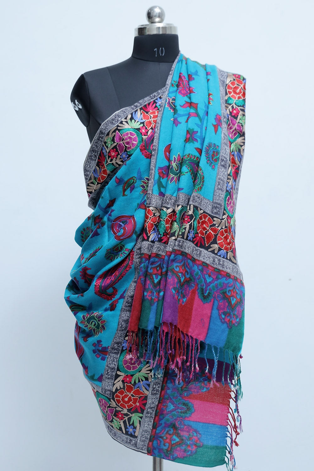 Blue colour Designer Shawl With Beautifully Highlighted