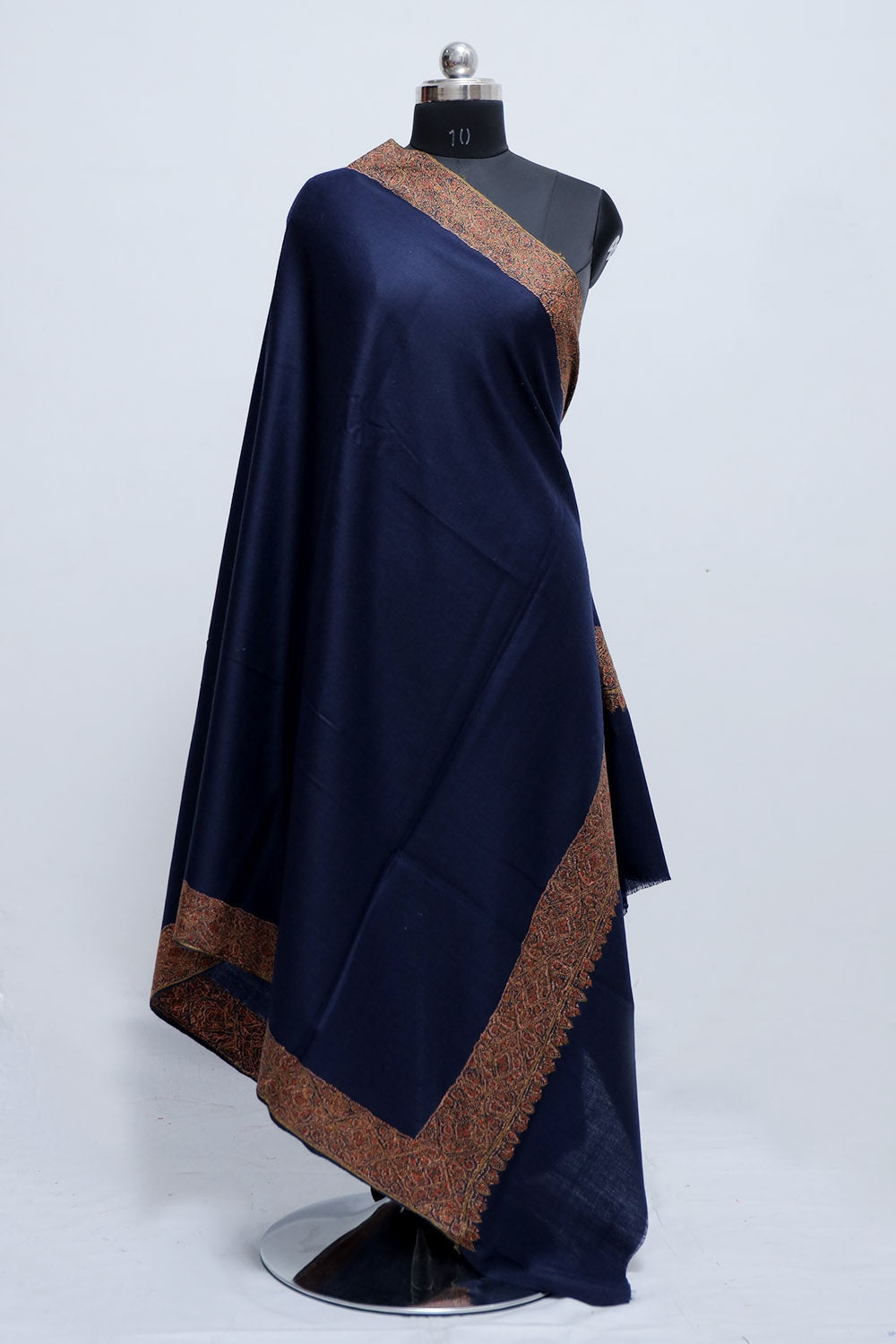 Blue Colour Kashmiri Sozni Shawl Embellished With Designer