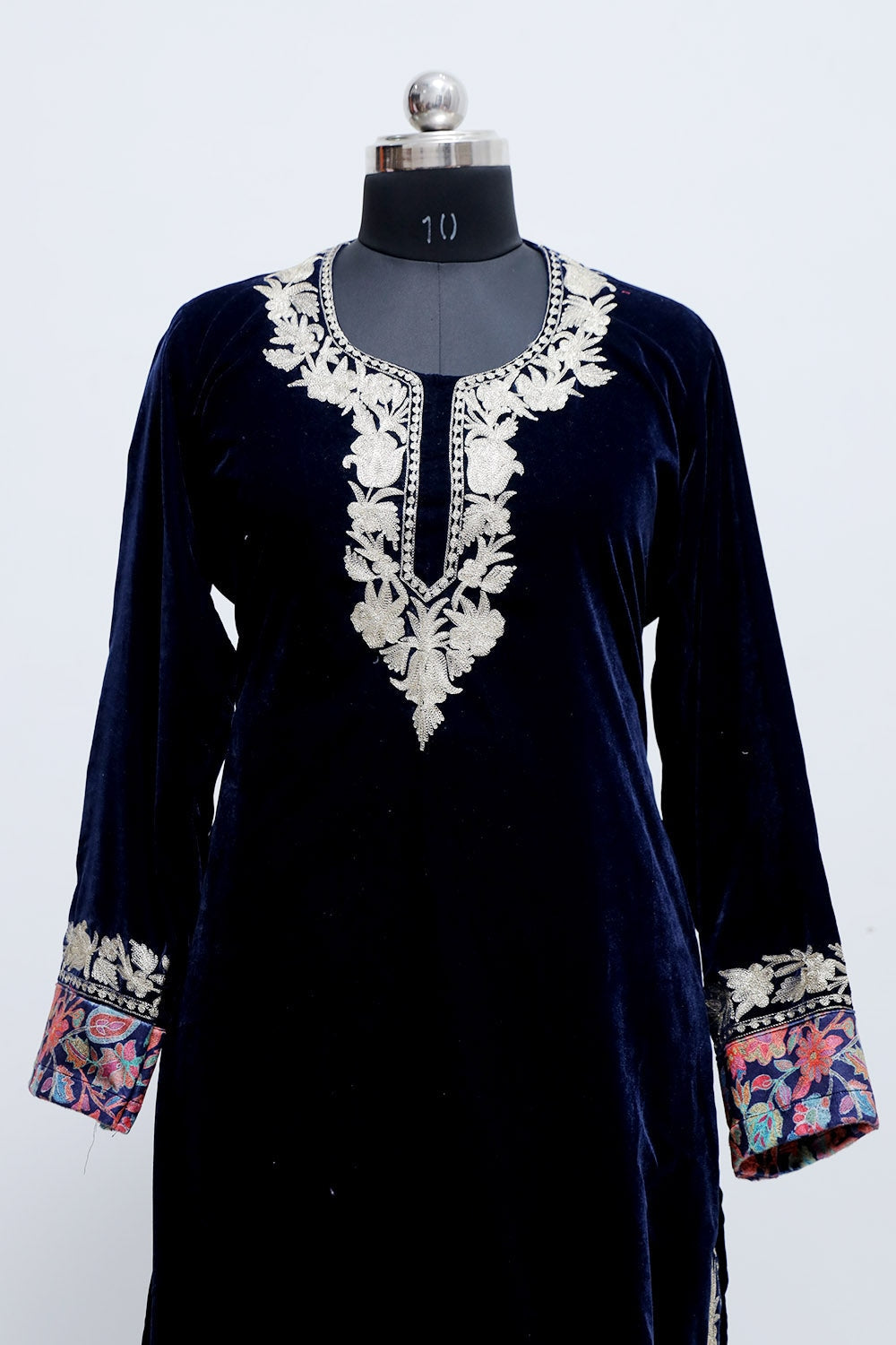 Blue Velvet Embroidered Dress (CC 423)