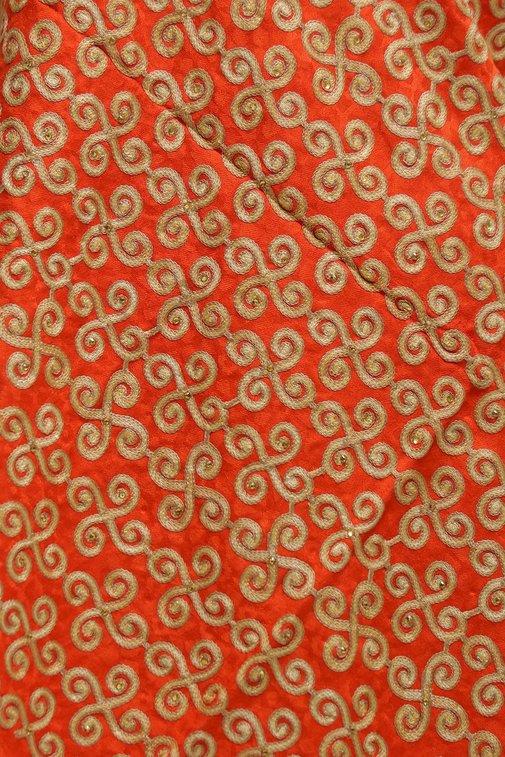 Bright Red Colour Wrap With All Over jaal And Touch