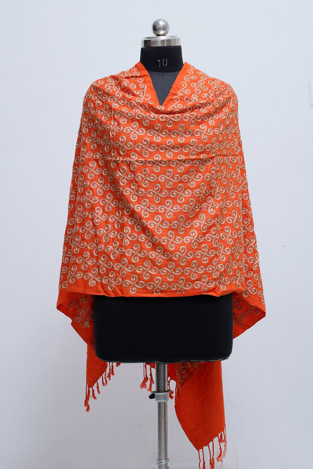 Bright Red Colour Wrap With All Over jaal And Touch