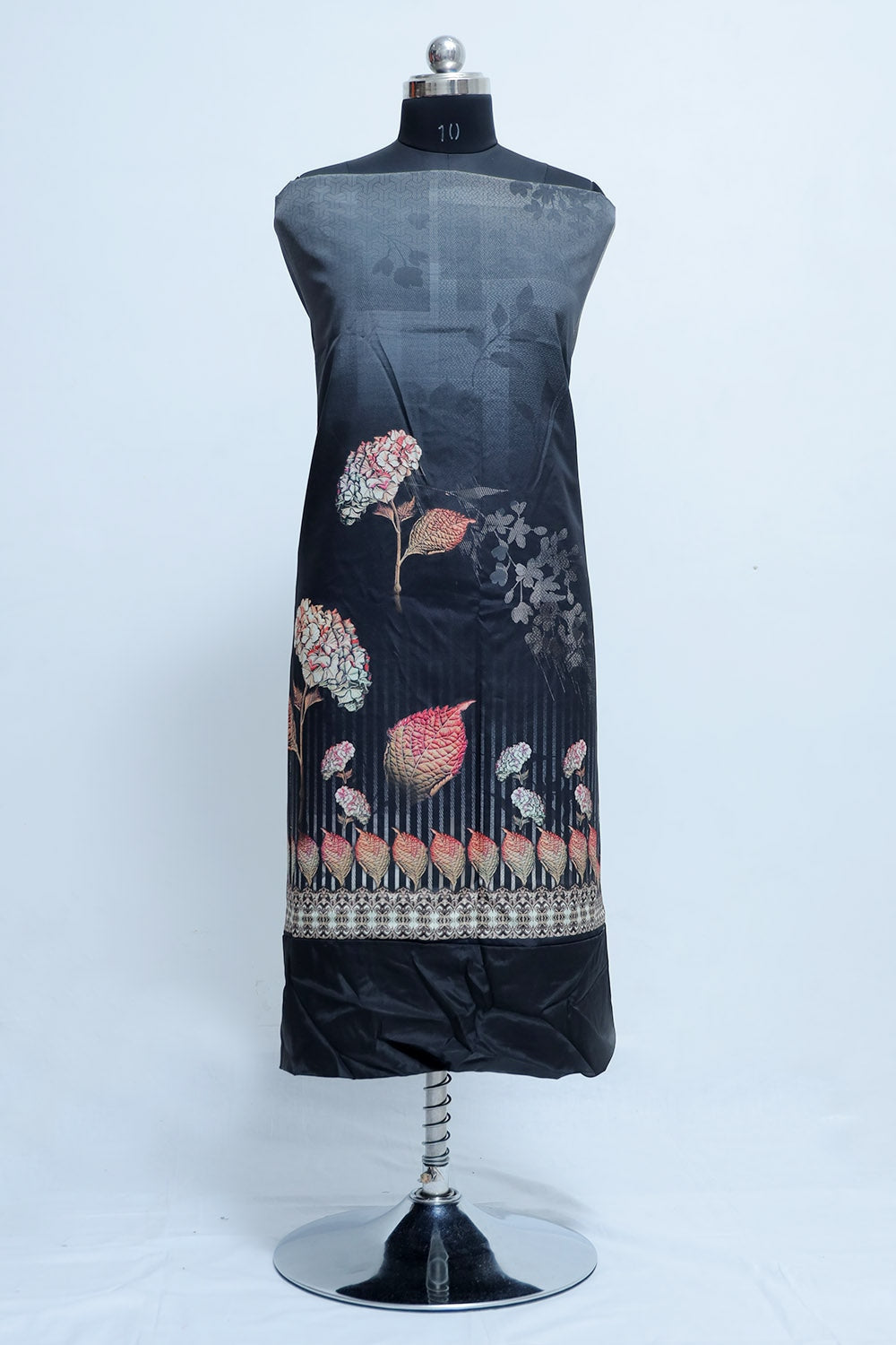 Catchy Coal Black Colour Beautifully Printed Suit Known For