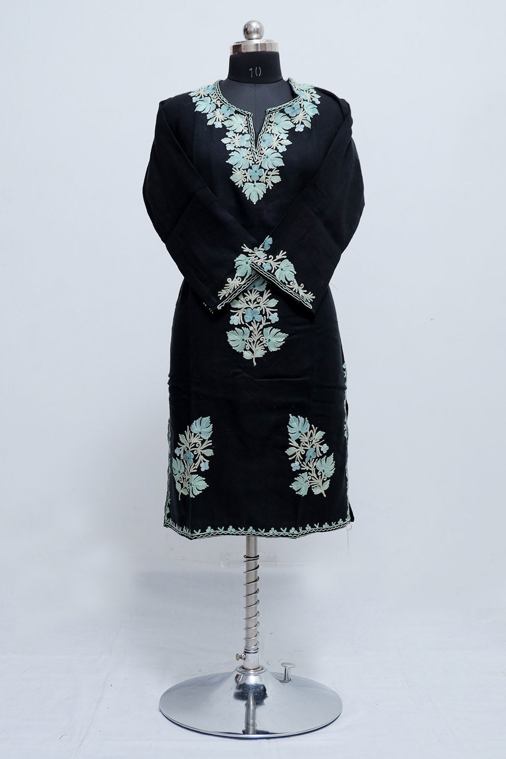 Charcoal Black Kashmir Aari Work Designer Embroidered