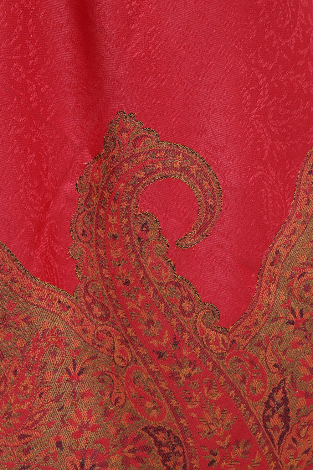 Red Colour Jamawar Shawl With Highly Defined Borders And All