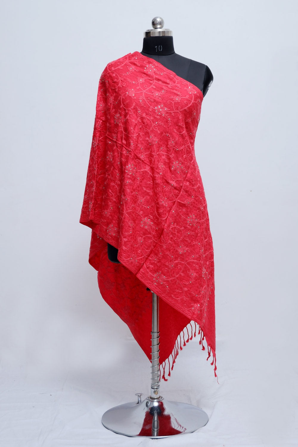 Red Colour Wrap With All Over jaal And Touch Of Swarovski