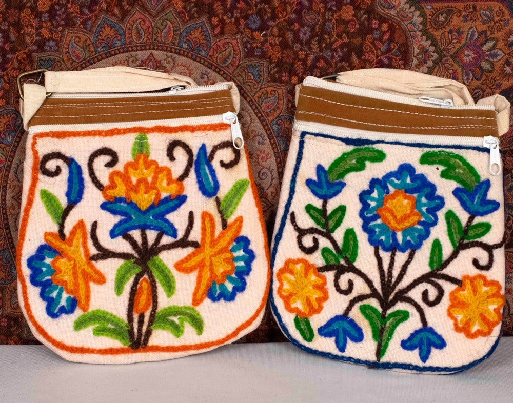 Crewel Kashmiri Aari Work Small Pot Shape Sling Bag