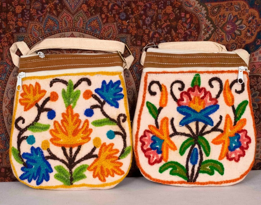 Crewel Kashmiri Aari Work Small Pot Shape Sling Bag