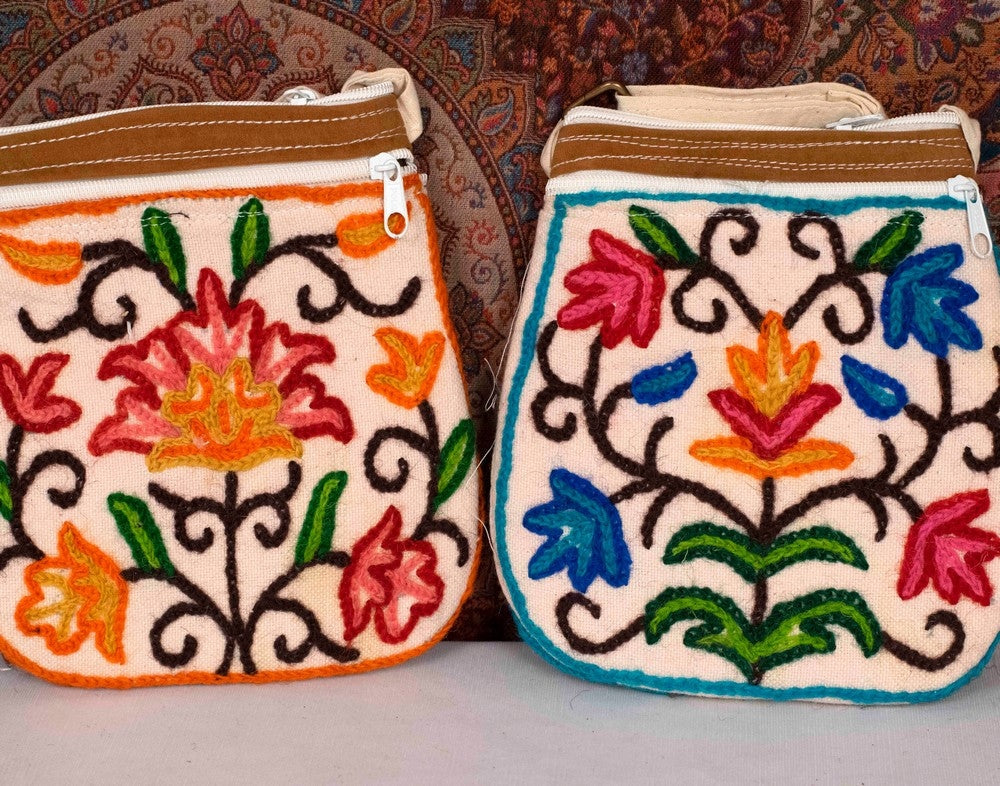 Crewel Kashmiri Aari Work Small Pot Shape Sling Bag