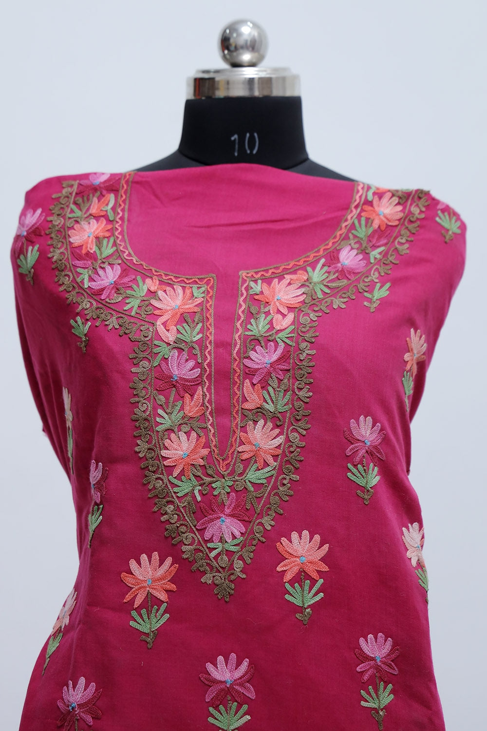 Dark pink Colour Cotton Suit With Beautiful Kashmiri