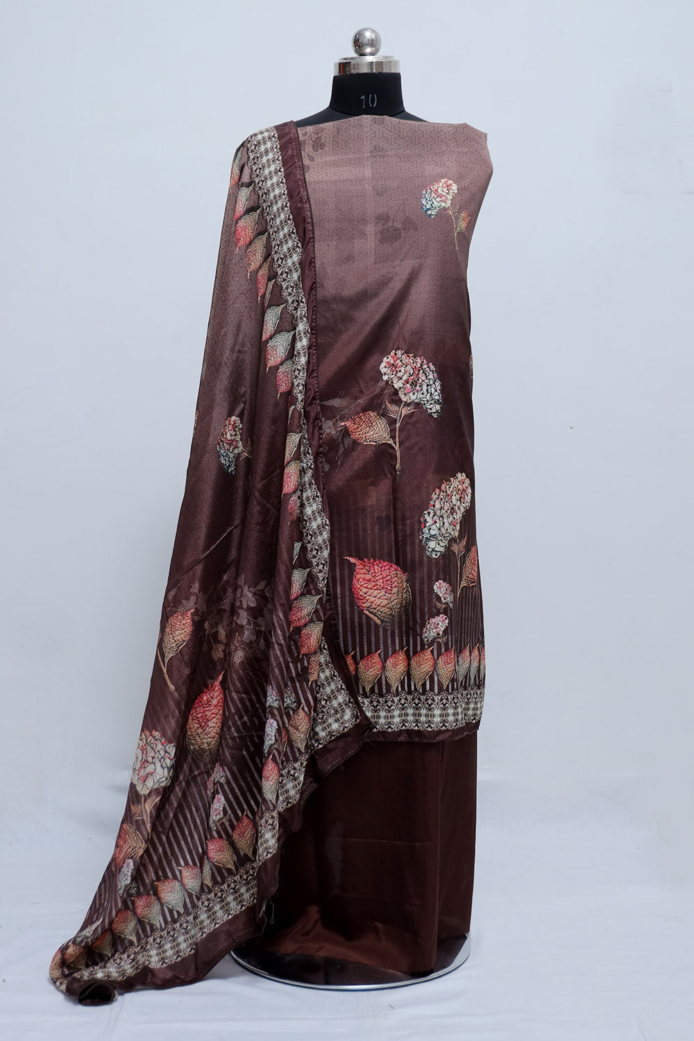 Extraordinary Coffee Brown Colour Beautifully Printed Suit