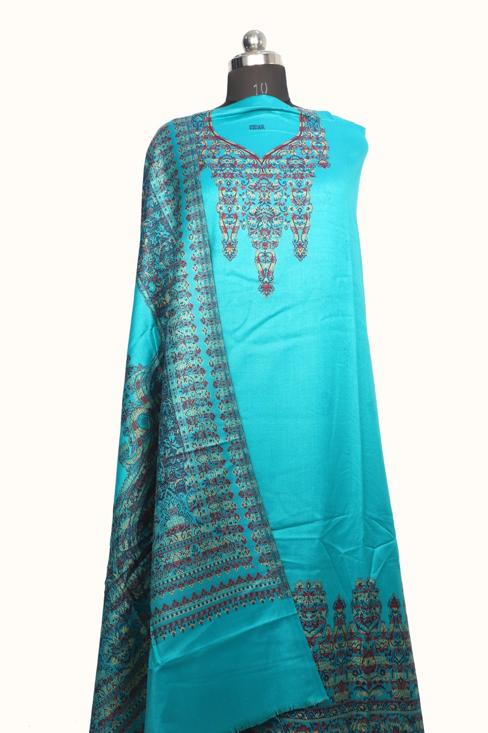 Sea Green Color Woolen Kashmiri Kani Work Unstitched Suit