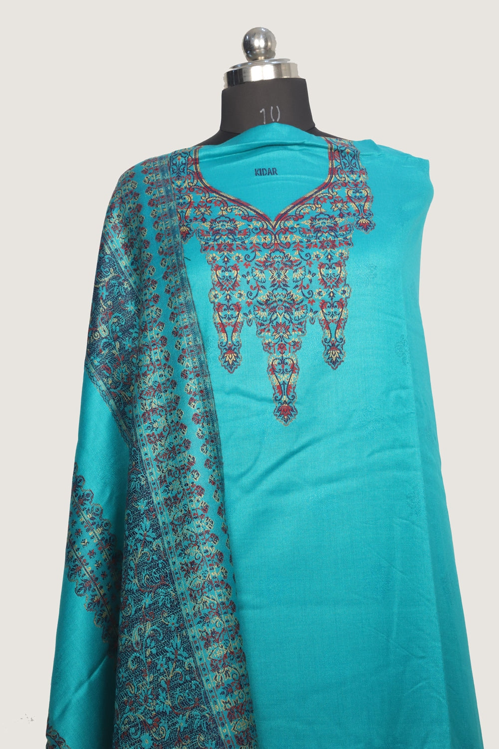 Sea Green Color Woolen Kashmiri Kani Work Unstitched Suit