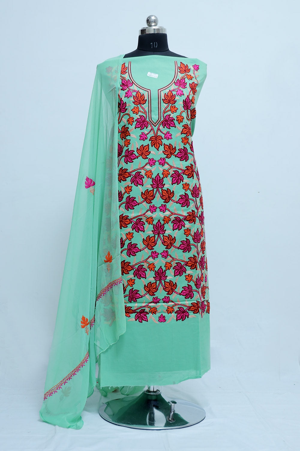 Sea Green Colour Designer With Beautiful Kashmiri Jaal